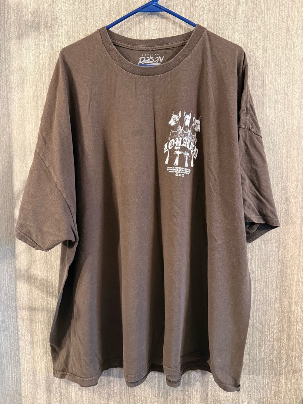 Men's Brown Graphic Crewneck Tee by Poison - Short Sleeve Casual Shirt